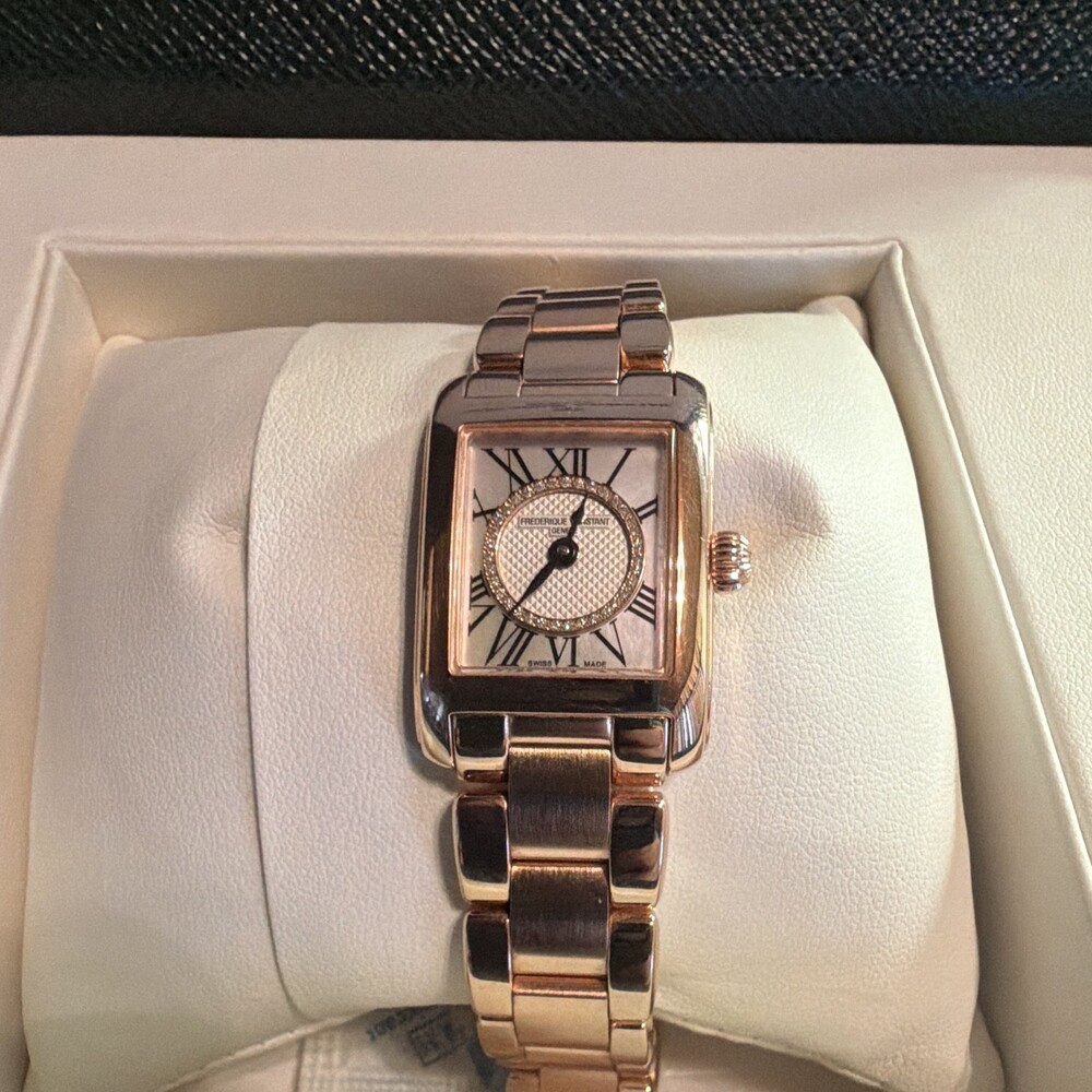 Frederique Constant Classic Carree Rose Gold Swiss Quartz Rectangular Box Papers